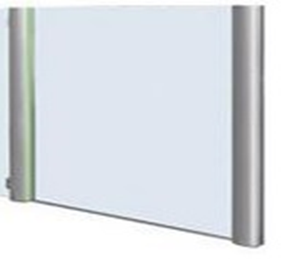 sample of a glass divider with slate cylinders between each glass window